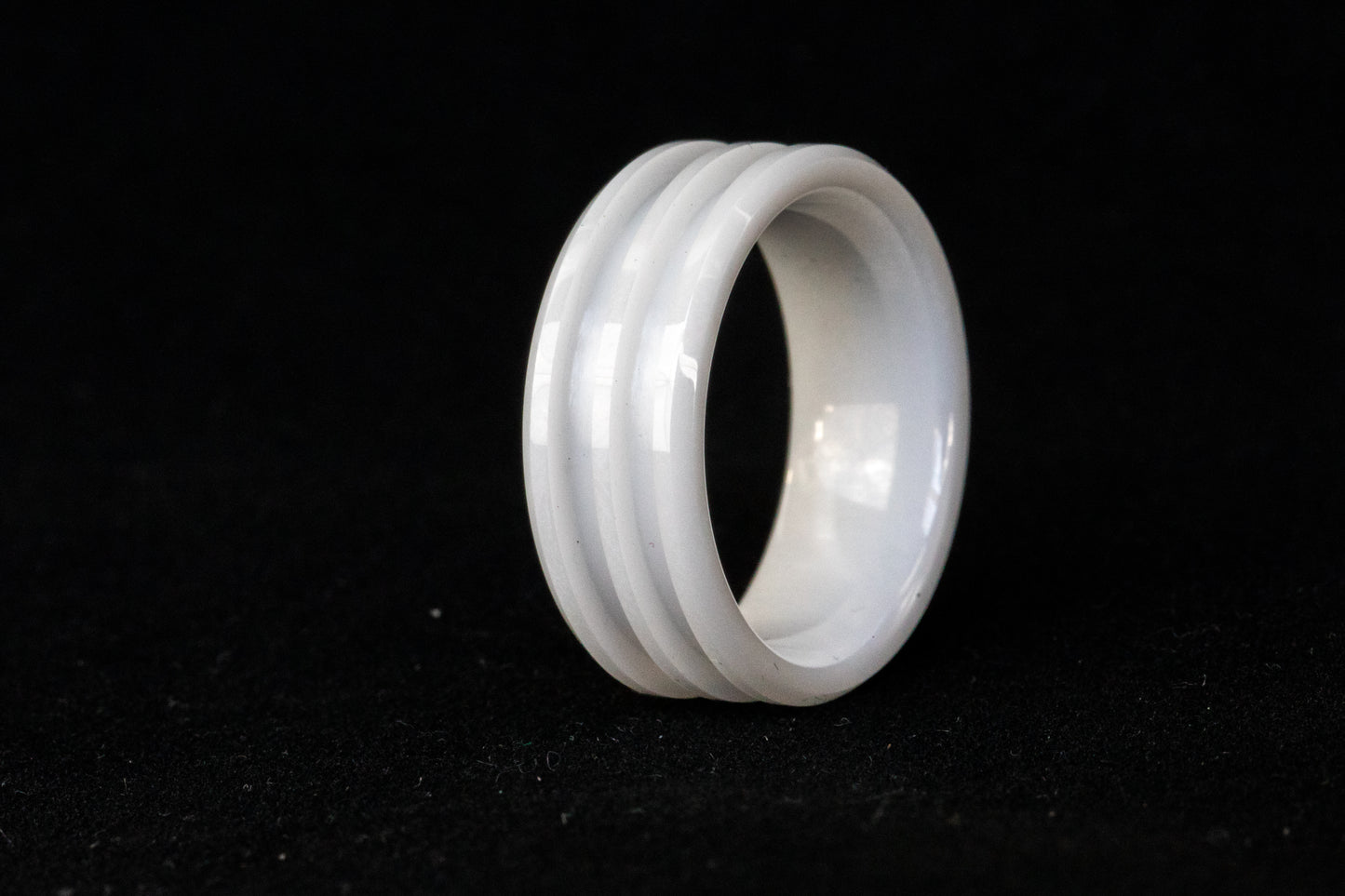 White Ceramic Double Inlay Ring