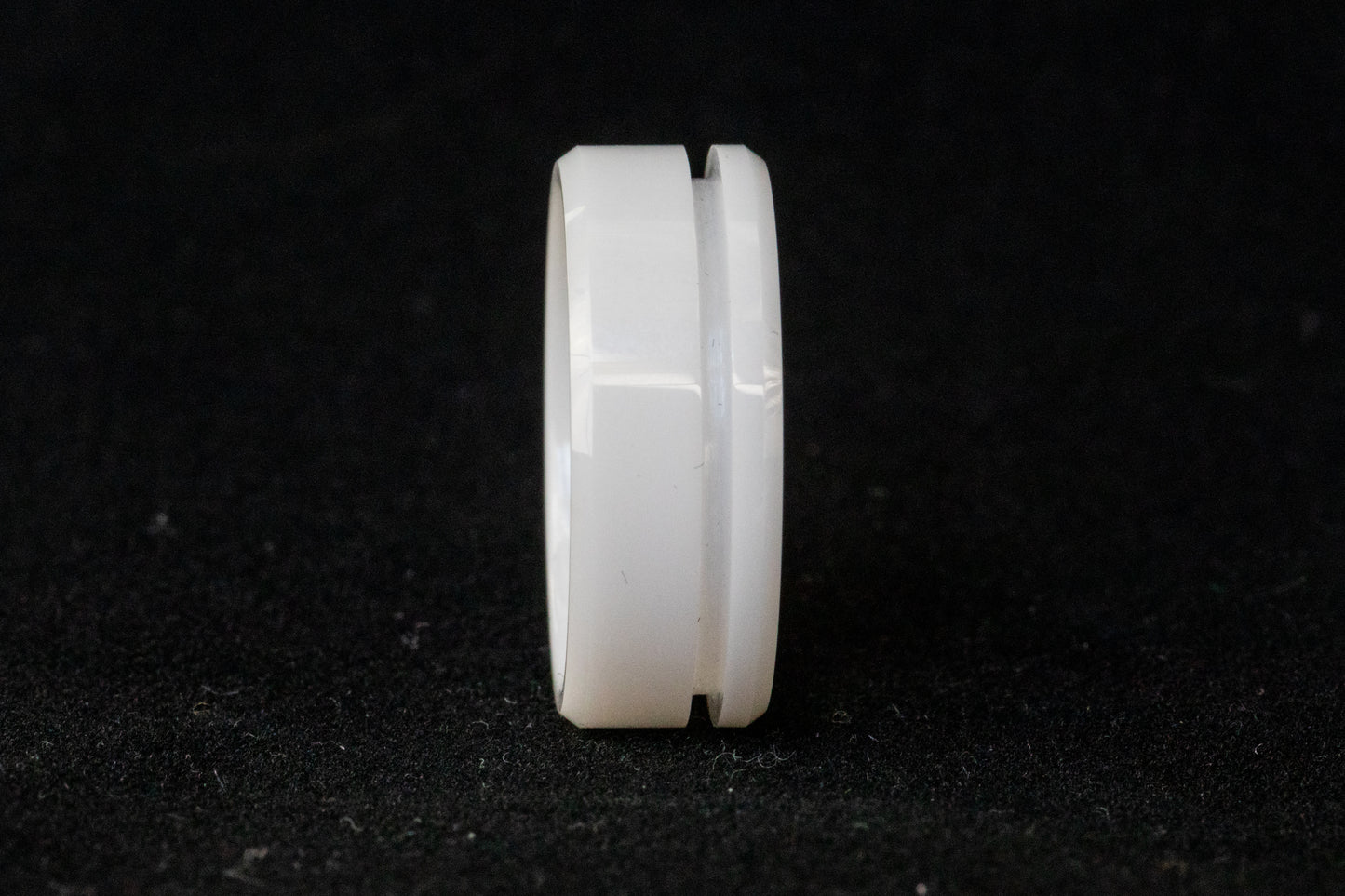 White Ceramic Offset Inlay Ring
