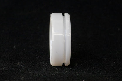 White Ceramic Offset Inlay Ring