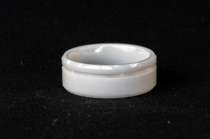 White Ceramic Offset Inlay Ring