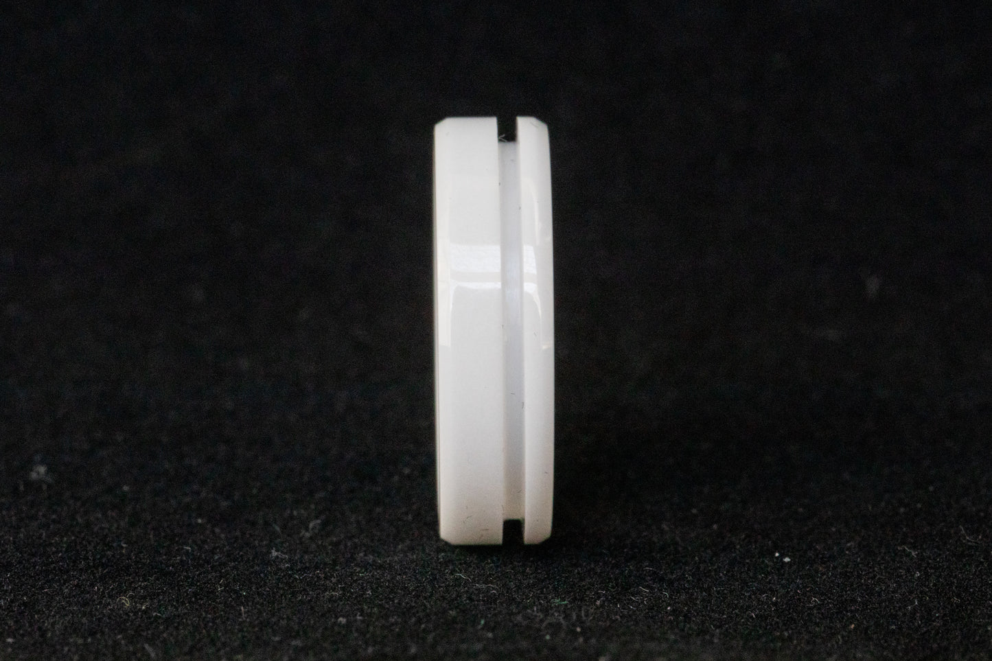 White Ceramic Offset Inlay Ring