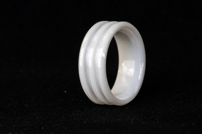 White Ceramic Double Inlay Ring