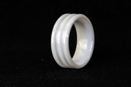 White Ceramic Double Inlay Ring