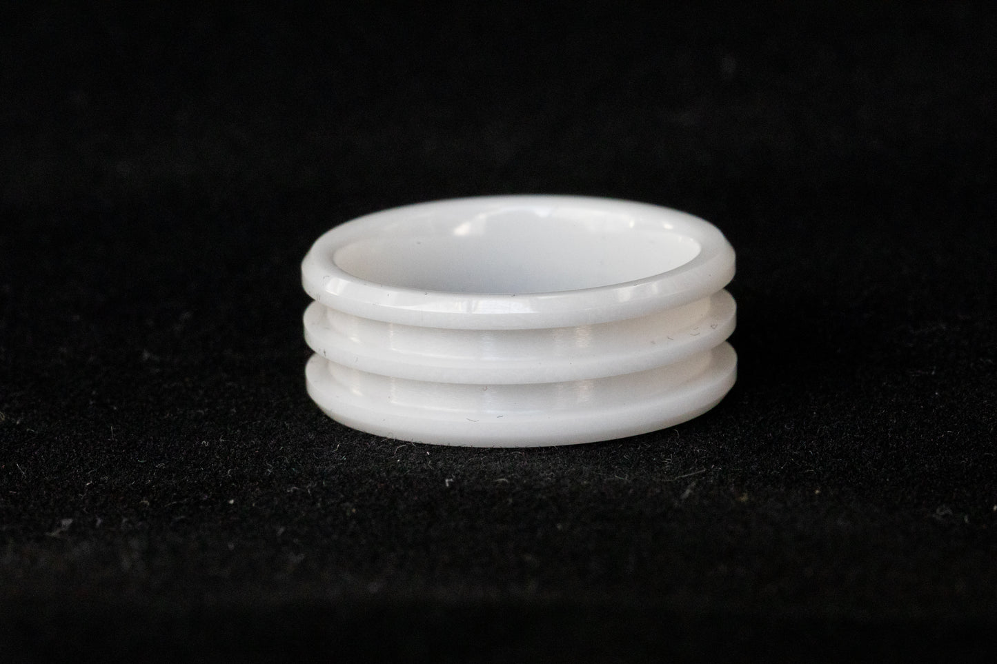 White Ceramic Double Inlay Ring