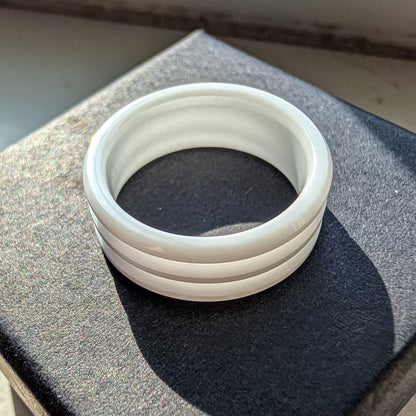 White Ceramic Double Inlay Ring