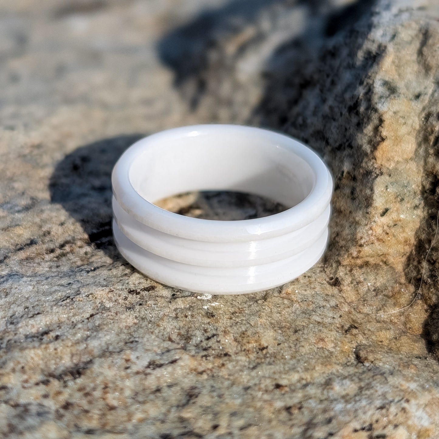 White Ceramic Double Inlay Ring