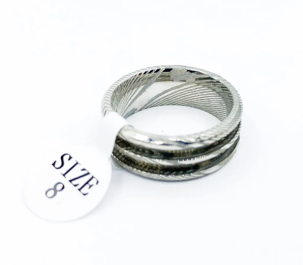 Damascus Steel Double Inlay Ring