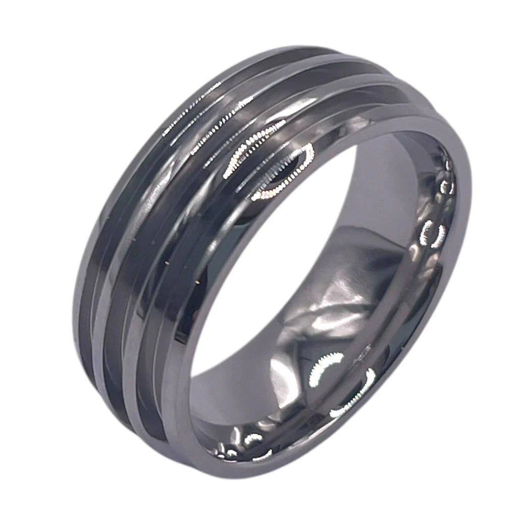 Stainless Steel Triple Inlay Ring