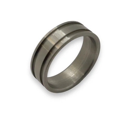 Stainless Steel Wide Center Double Inlay Ring