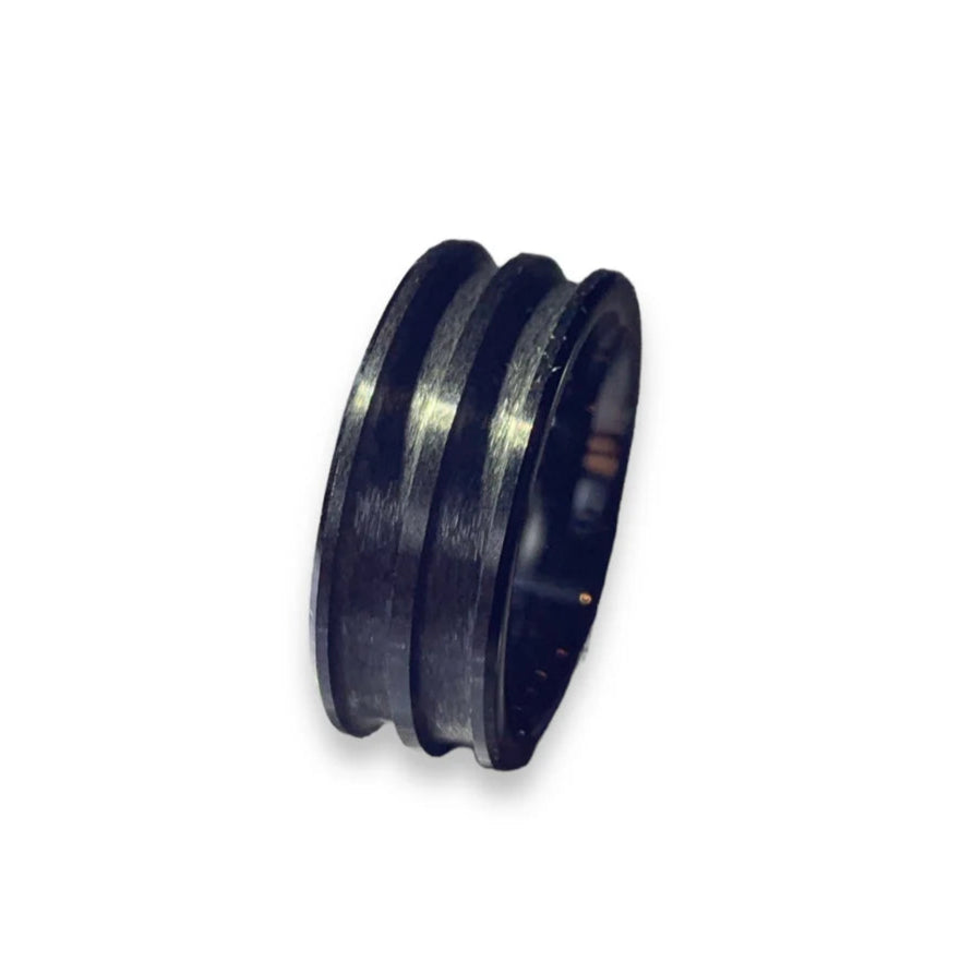 Black Ceramic Double Inlay Ring